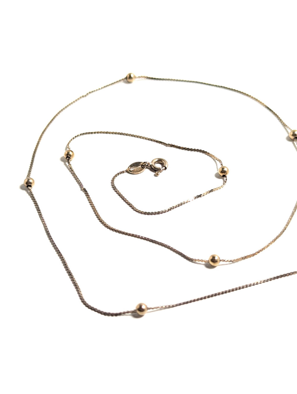 Elegant Sterling Silver 925 Italy Gold Tone Satellite Bead Chain Necklace 48cm